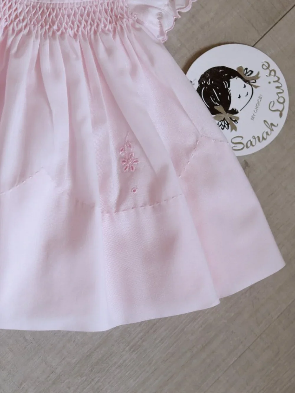 Pink Smocked Heirloom Float Dress Floral Embroidery Eyelet Preemie Sarah Louise